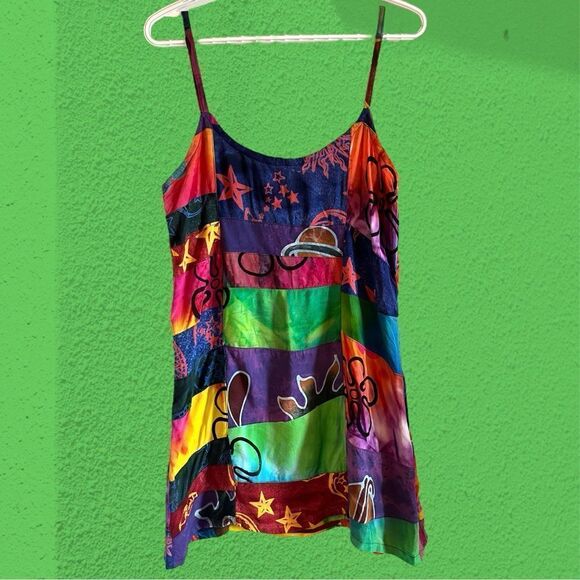 Vintage patchwork bright colourful micro mini dress - Picture 3 of 12